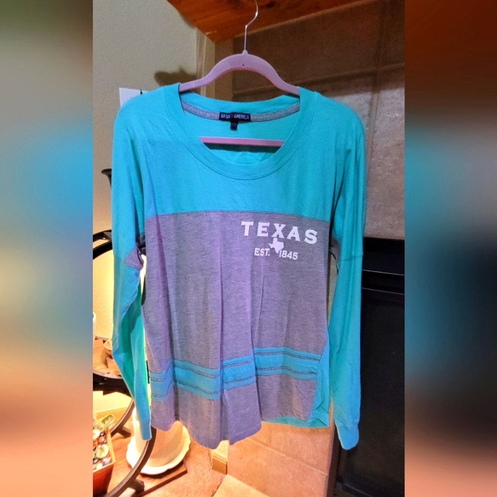 Women's Teal and Gray Texas Top